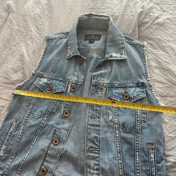 Lucky Brand Jacket Women's XS Blue The Tomboy Trucker Denim Distressed Grunge - Picture 3 of 8